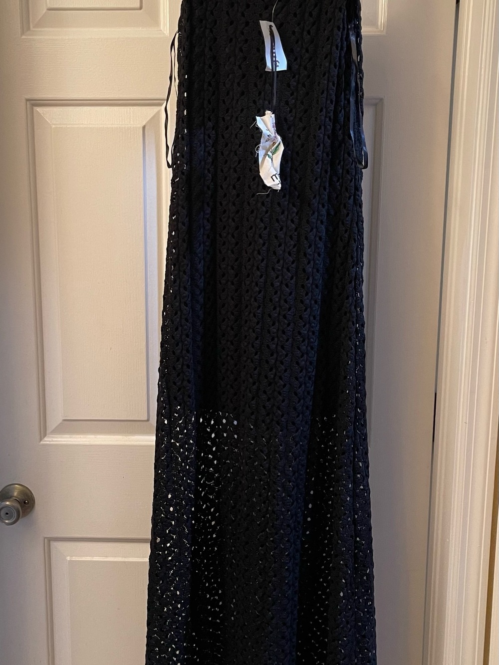 Mimi Chica Black Crochet Maxi Dress with Open Knit